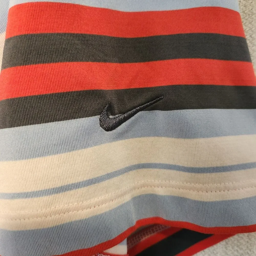 Nike Golf Tour Performance Dri Fit Striped Polo Shirt Mens Large Blue Striped